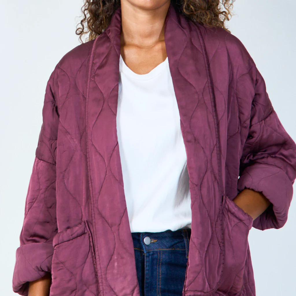 Quilted open-front jacket