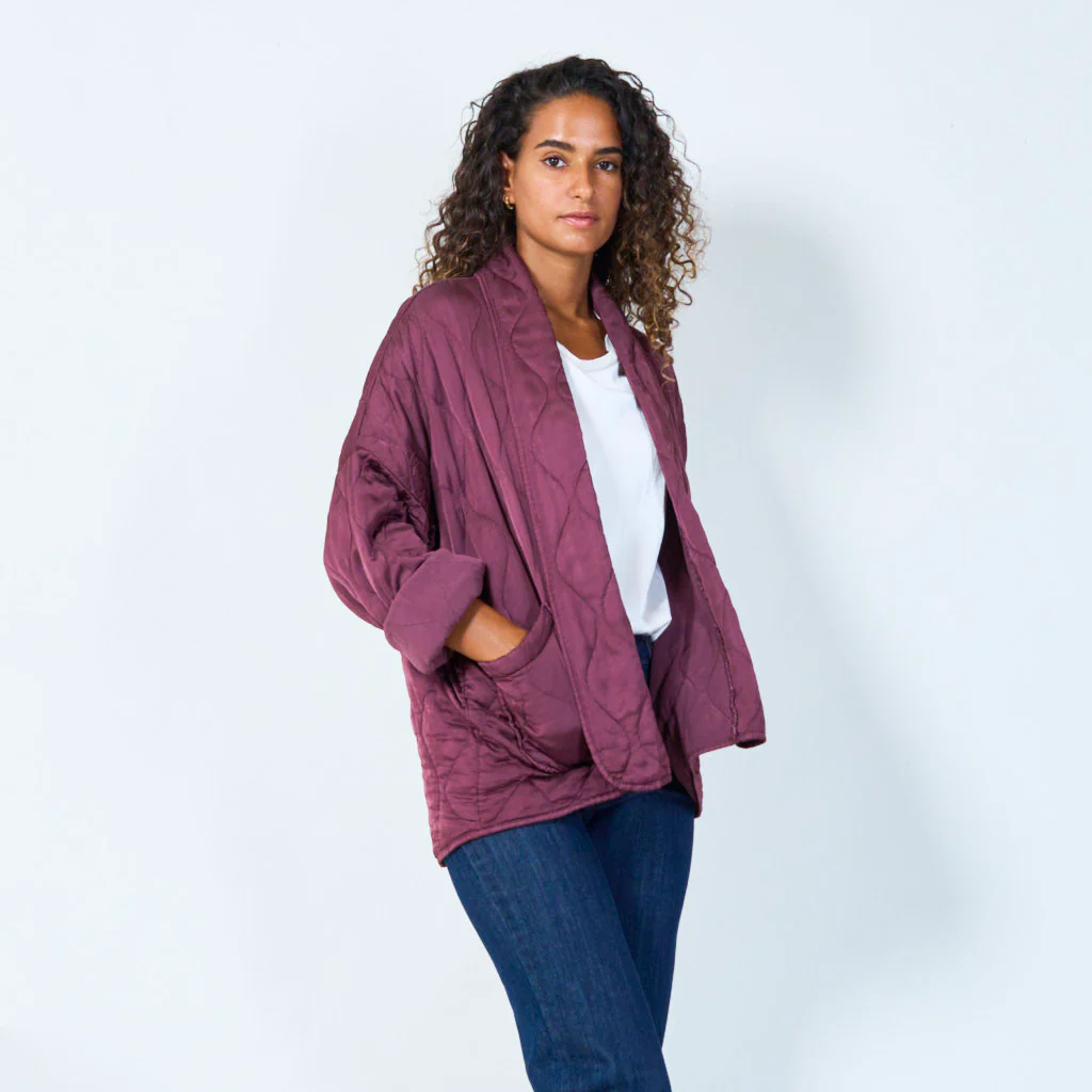 Quilted open-front jacket