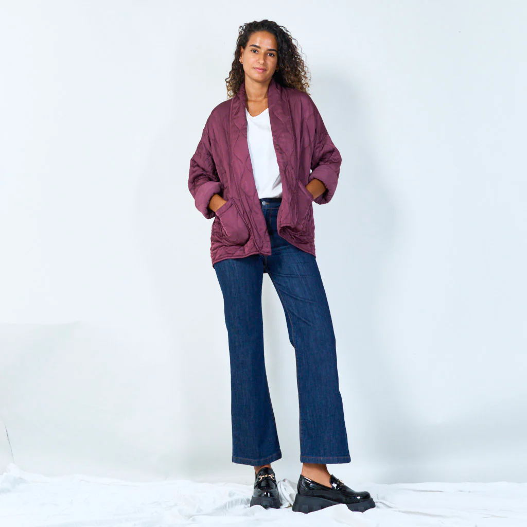 Quilted open-front jacket