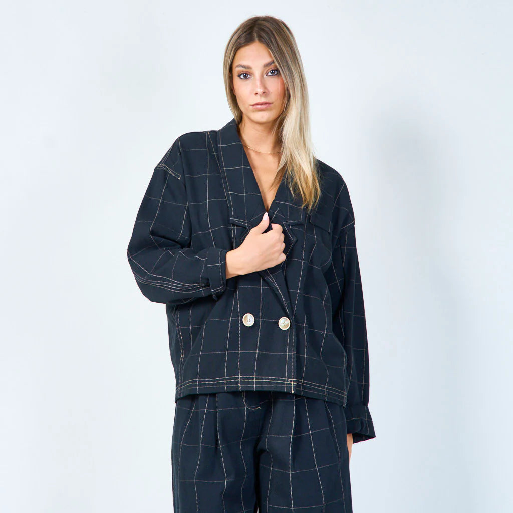 Oversized blazer with contrast stitching